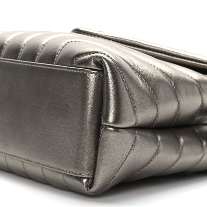 Saint Laurent Metallic Calfskin Y Quilted Monogram Small Loulou Chain Satchel Brown Metallic 9 of 11