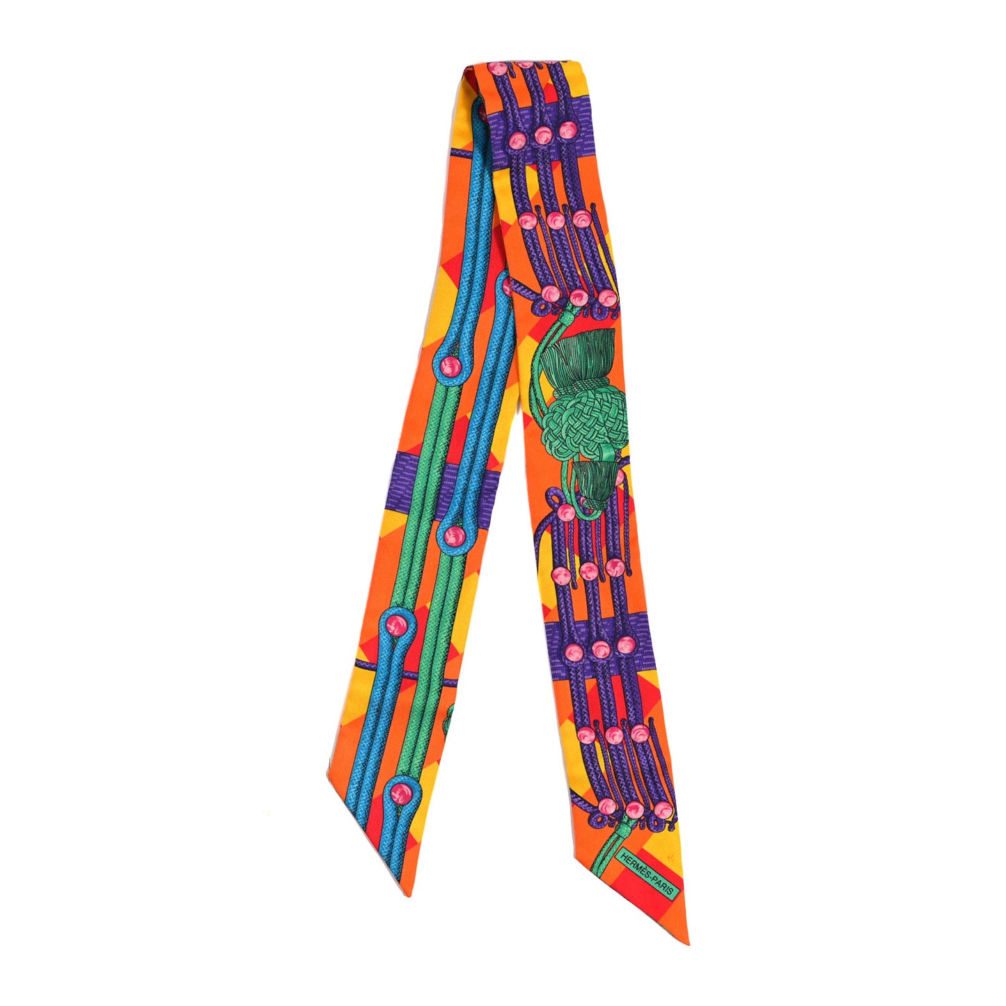 Silk Brandebourgs Twilly Orange Bouton D'Or Violet