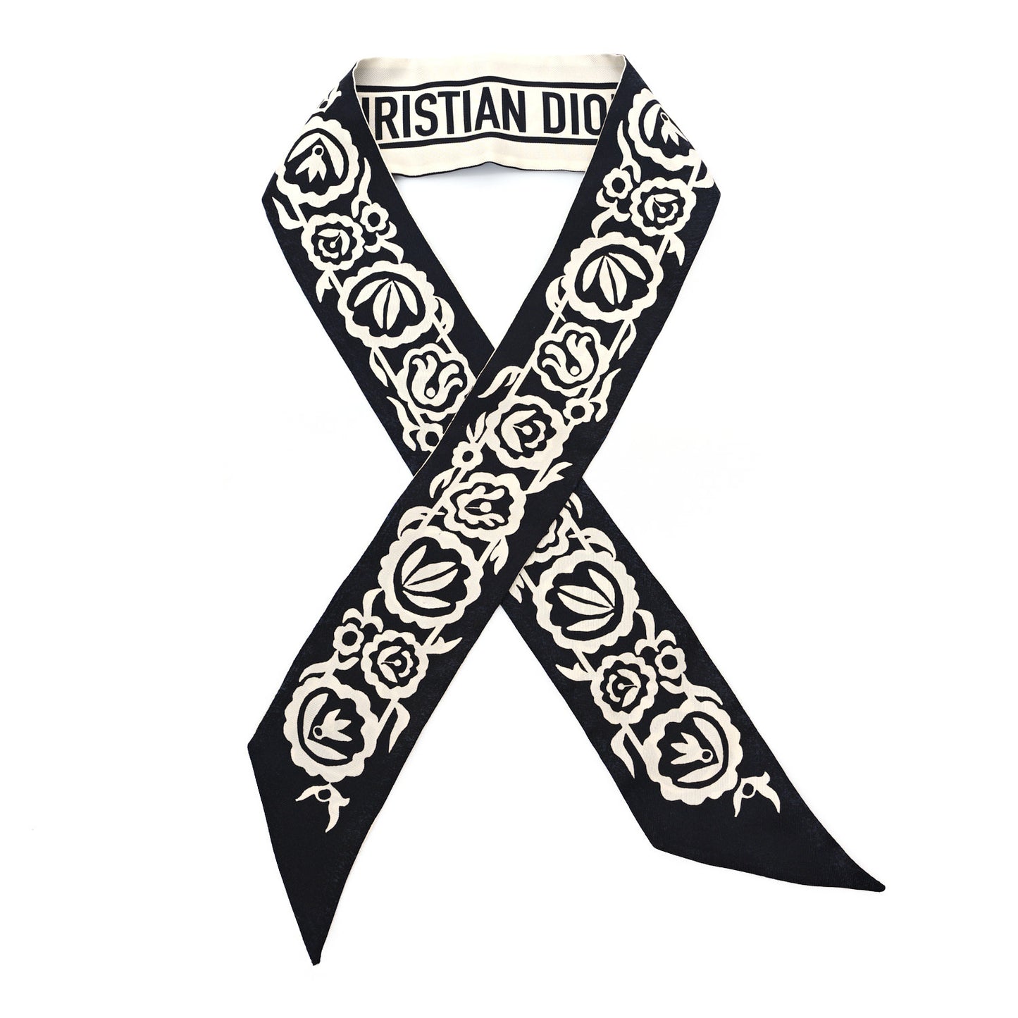 Silk Mexican Flowers Mitzah Scarf Black