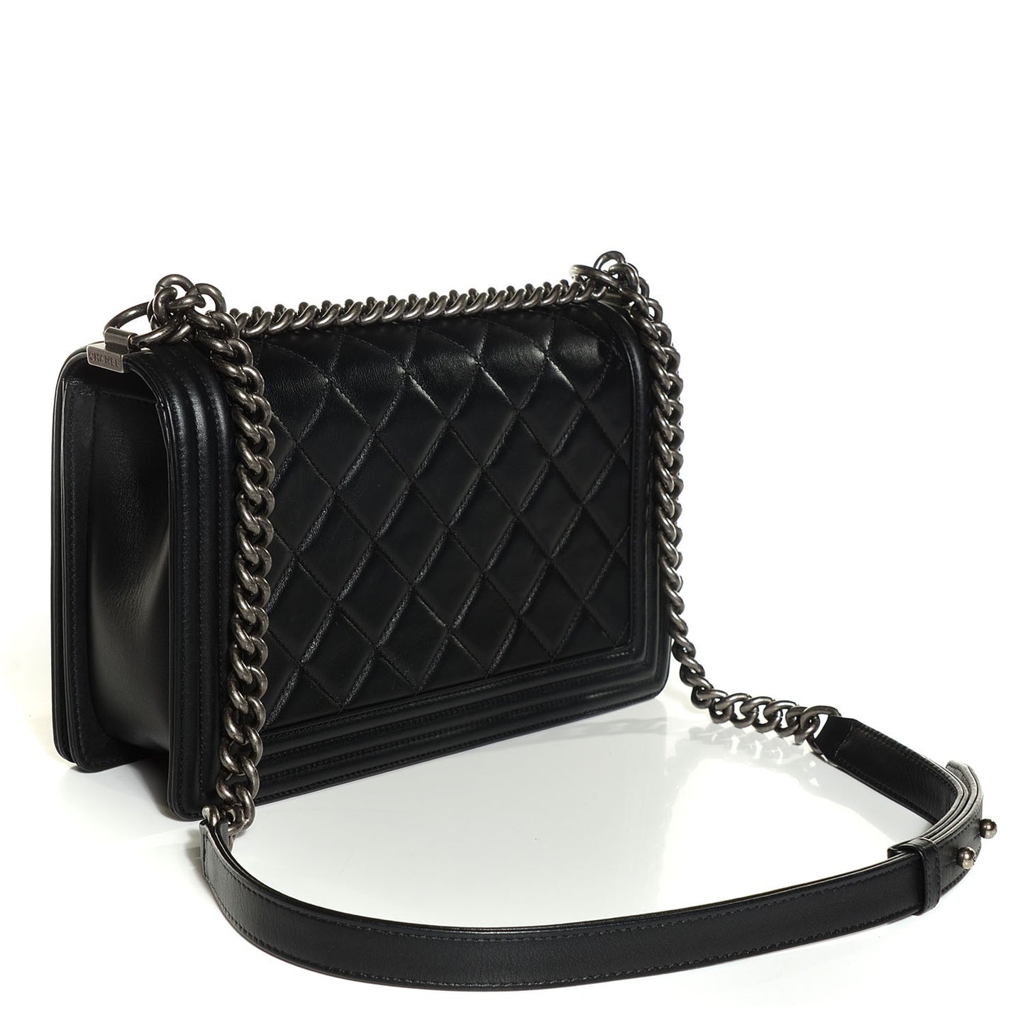 Lambskin Quilted New Medium Boy Flap Black