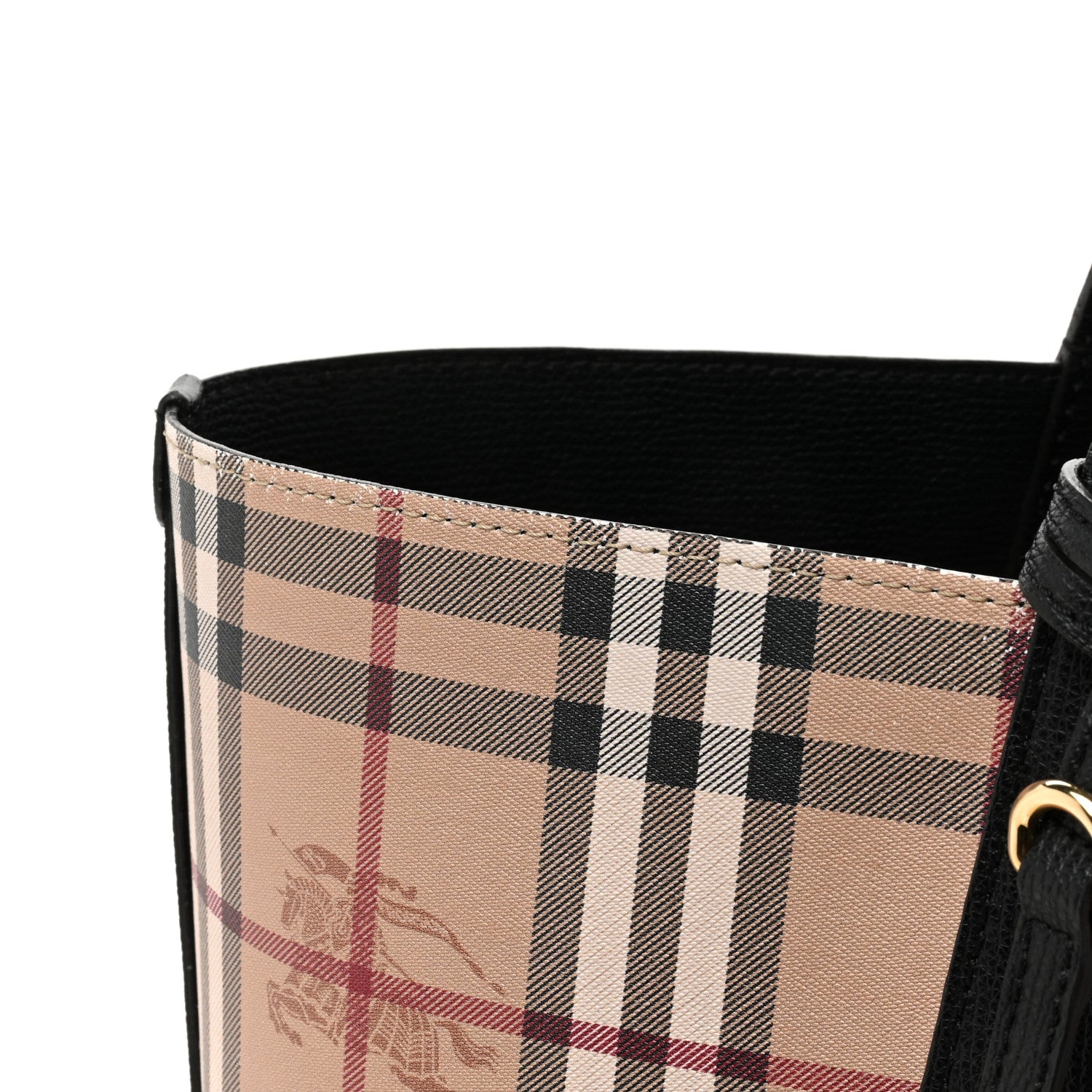 Burberry Grainy Calfskin Haymarket Check Medium Reversible Tote Black 20 of 21