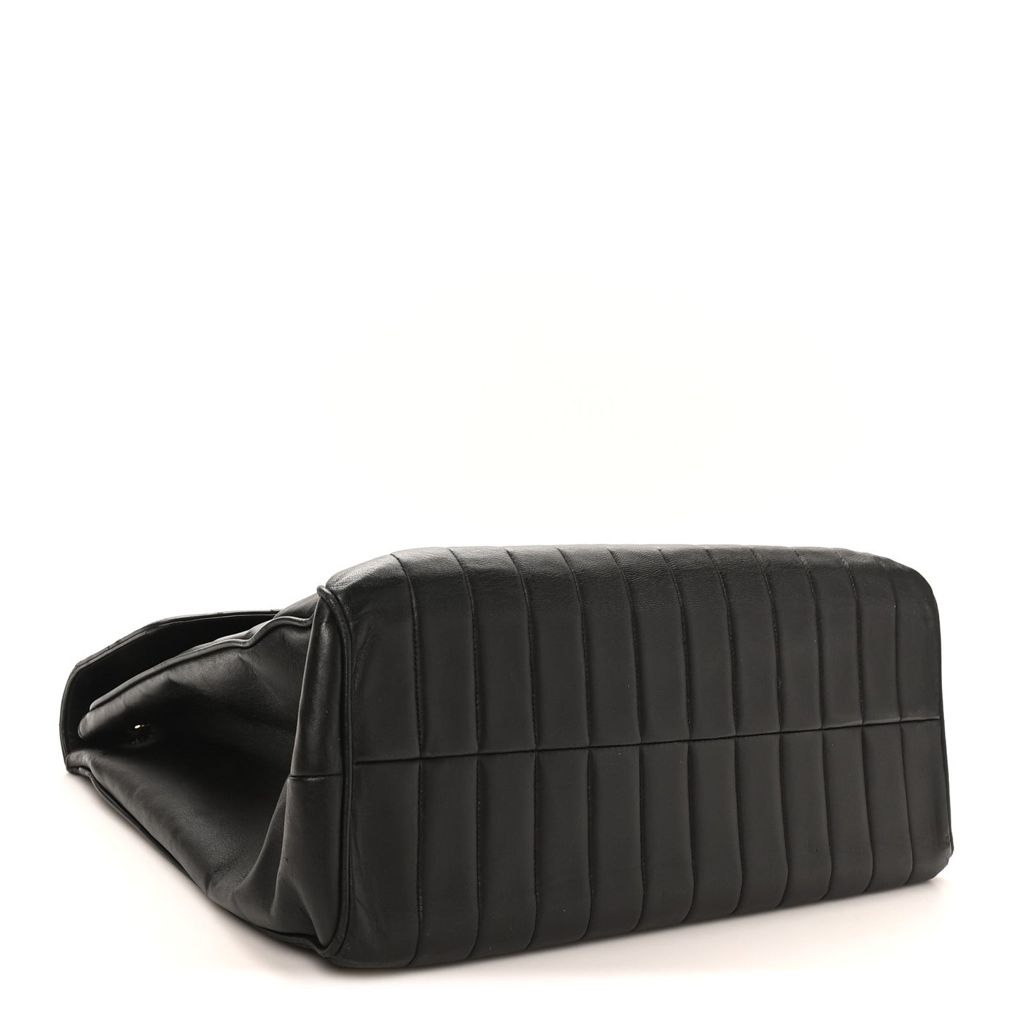 Lambskin Vertical Quilted XL Jumbo Single Flap Black