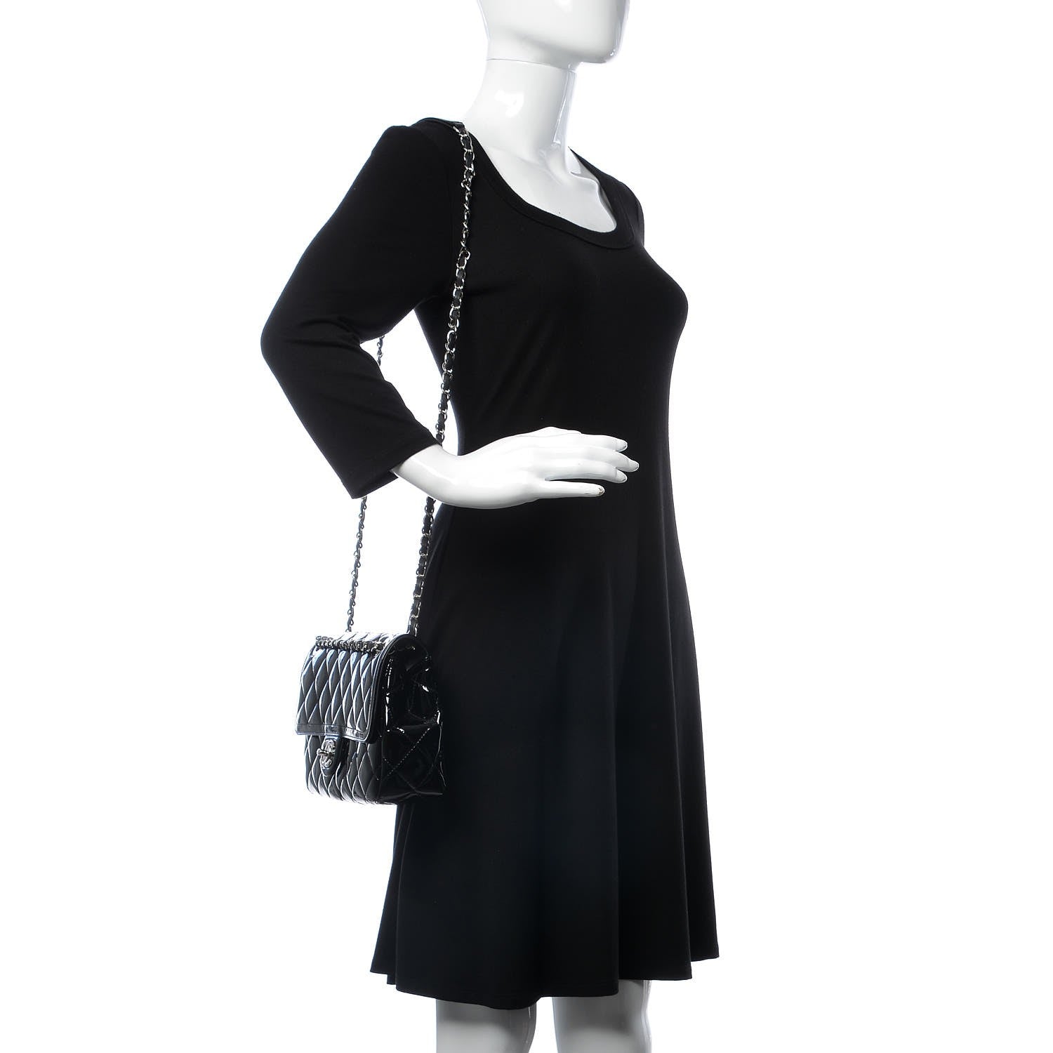 Chanel Patent Quilted Large Coco Shine Flap Black 2 of 11