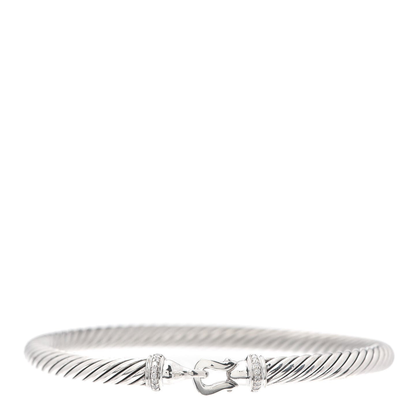 Sterling Silver Diamond 5mm Cable Buckle Bracelet