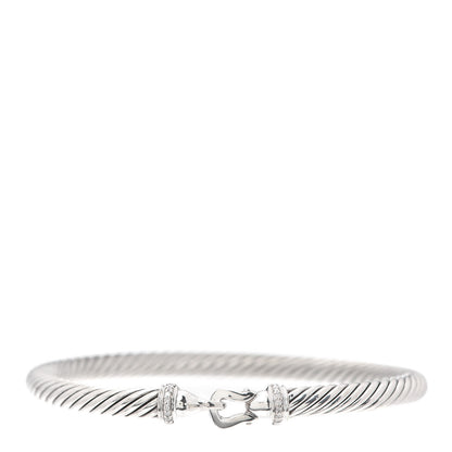 David Yurman Sterling Silver Diamond 5mm Cable Buckle Bracelet 1 of 4