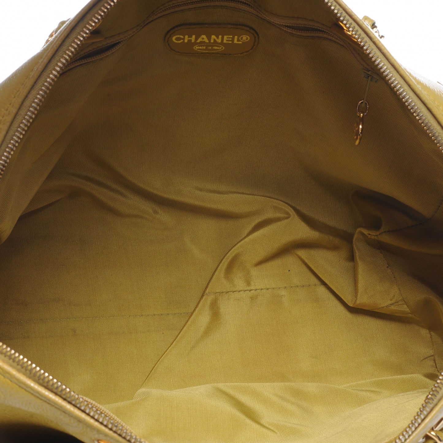 Caviar Large CC Shoulder Bag Chartreuse