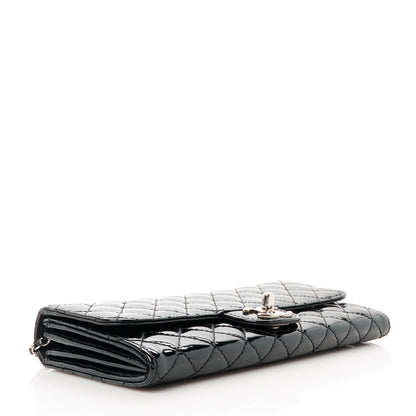 Chanel Patent Calfskin Quilted Flap Clutch With Chain Black 4 of 12
