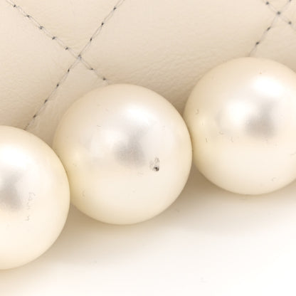 Chanel Calfskin Quilted Maxi Pearls Clutch With Chain White 13 of 14