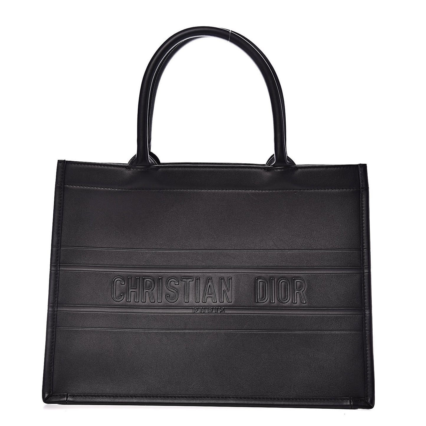 Calfskin Embossed Medium Book Tote Black