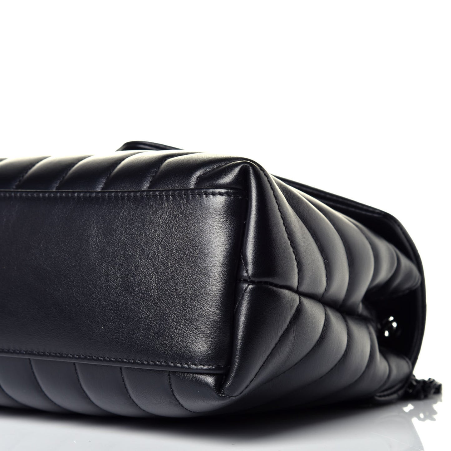 Calfskin Y Quilted Monogram Small Loulou Chain Satchel Black