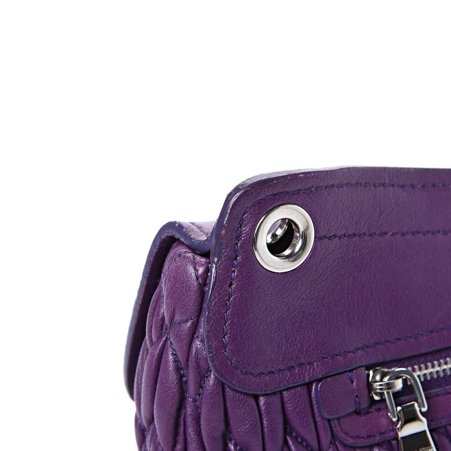 Miu Miu Nappa Matelasse Crystal Flap Clutch Ciclamino 10 of 11