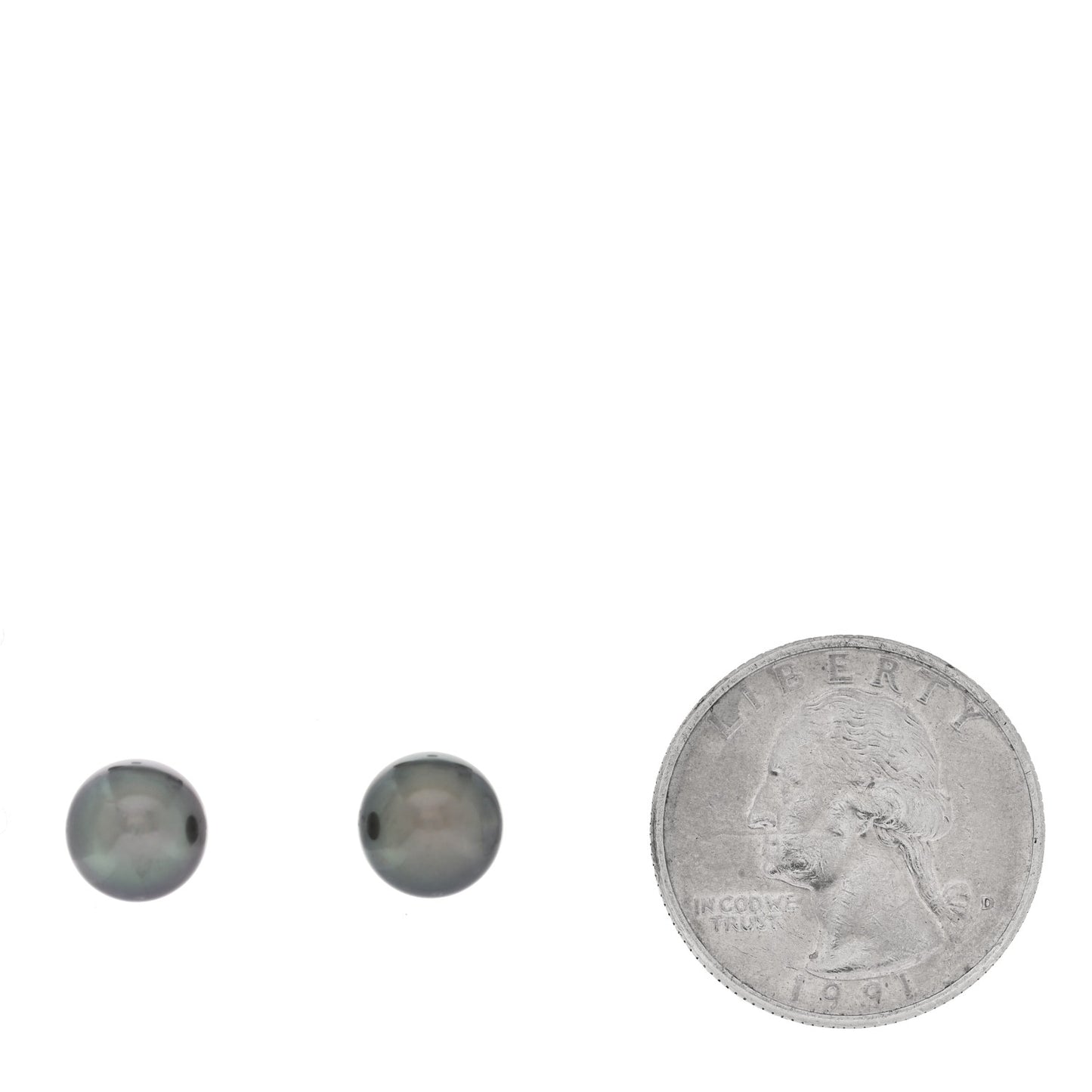 18K White Gold Black South Sea Cultured Pearl 8.5-9mm Stud Earrings