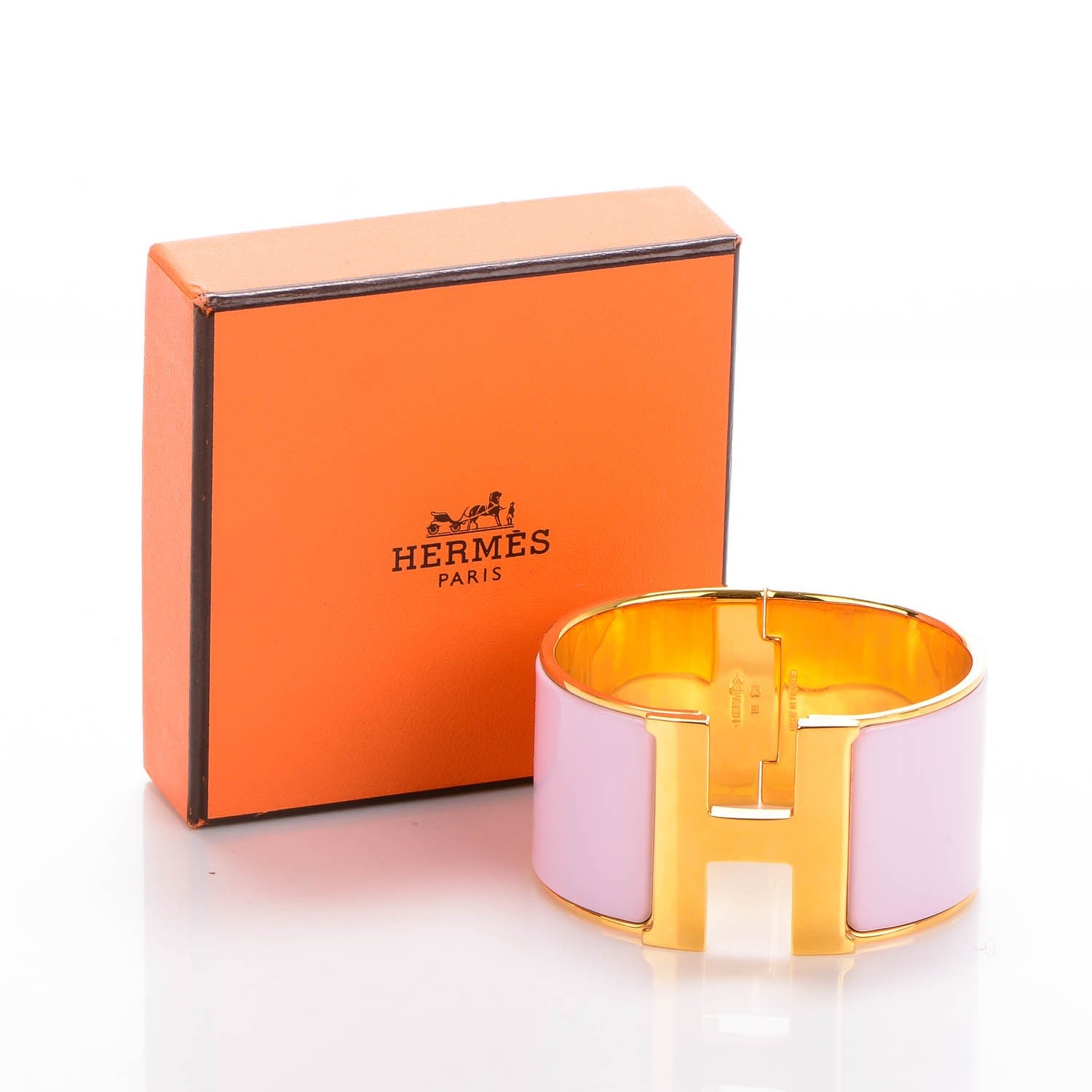 Hermes Enamel Extra Wide Clic Clac H Bracelet GM Rose Poudre 6 of 6