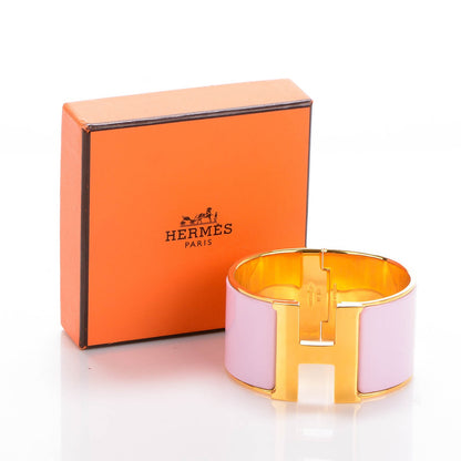 Hermes Enamel Extra Wide Clic Clac H Bracelet GM Rose Poudre 6 of 6