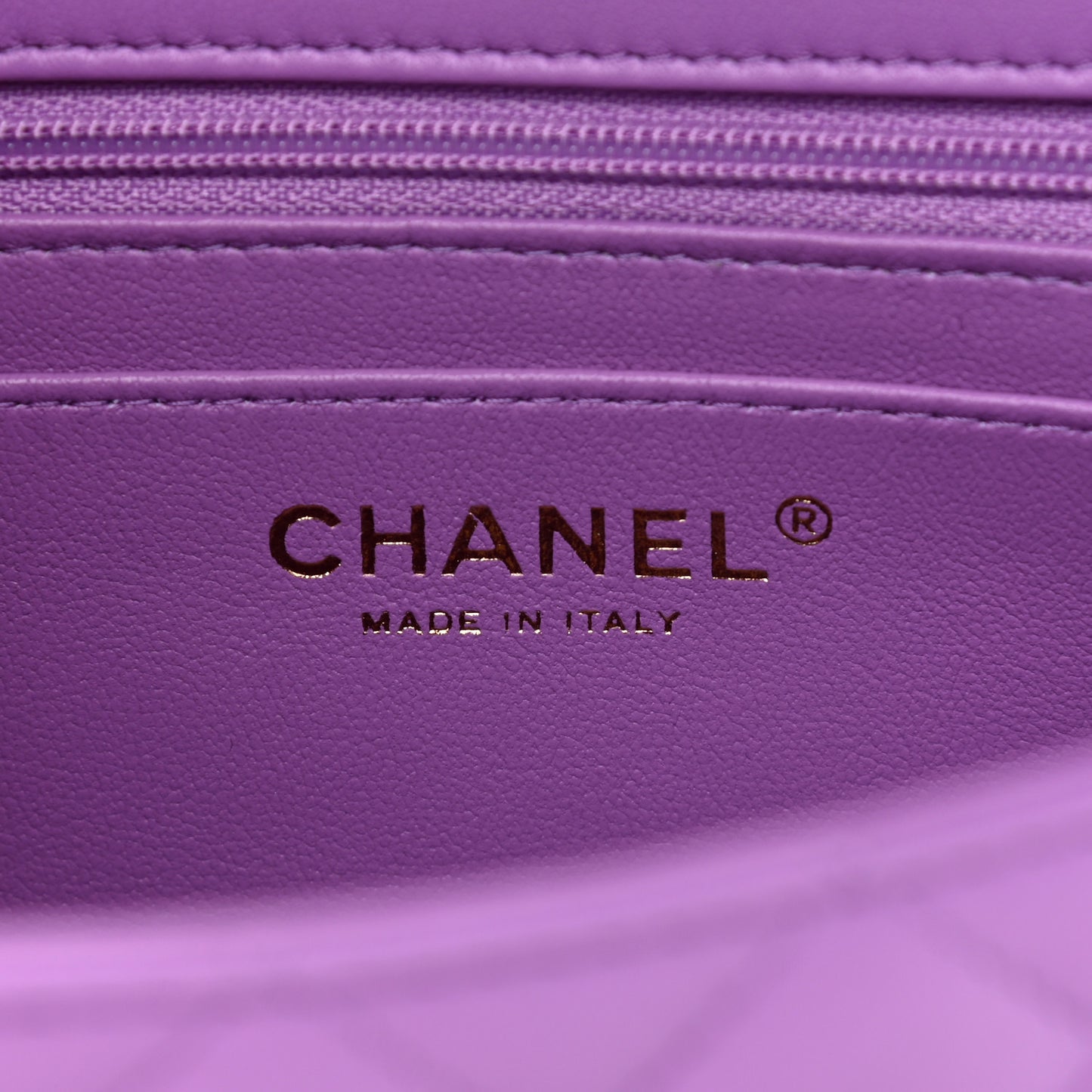 Lambskin Quilted Mini Rectangular Flap Purple