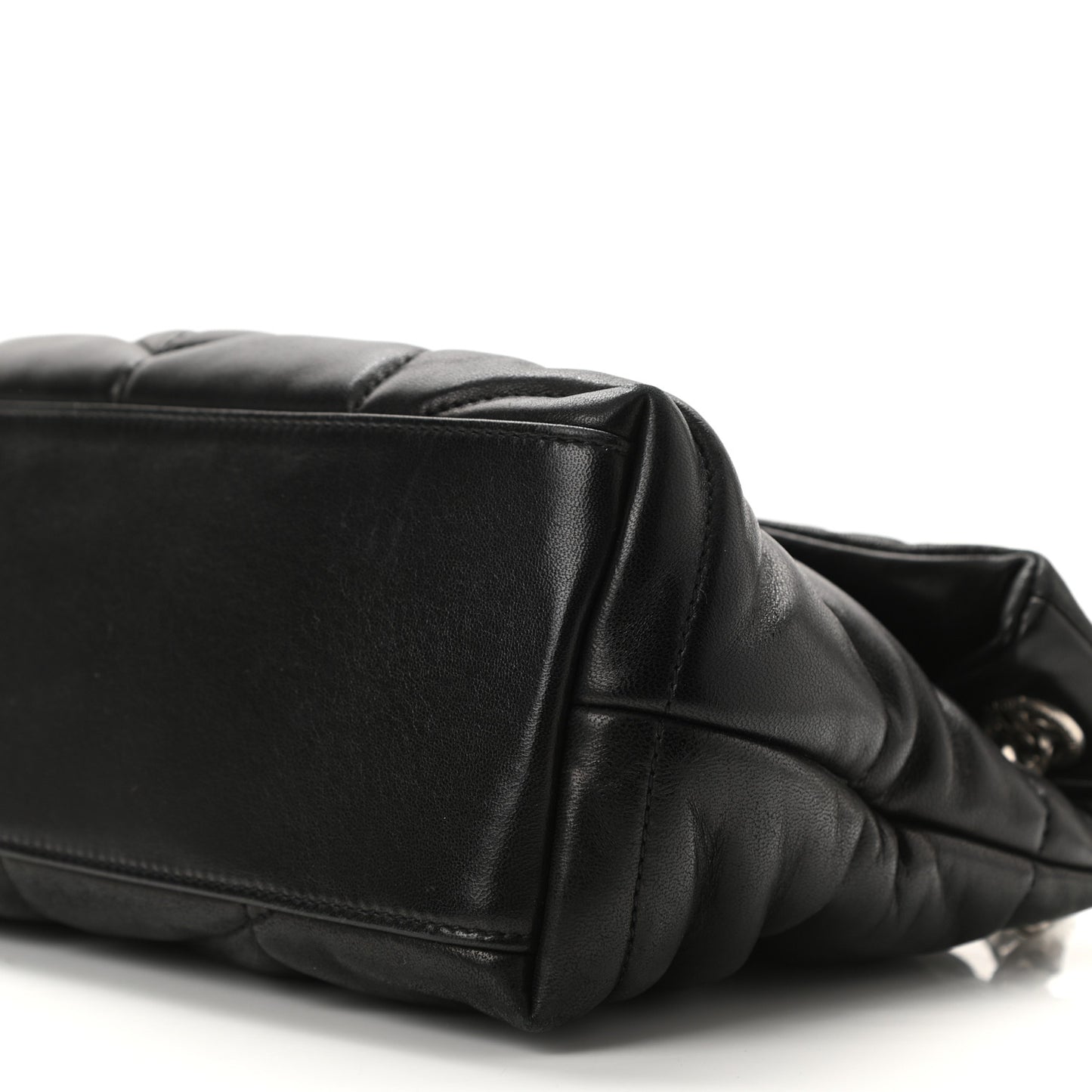 Lambskin Quilted Small Loulou Puffer Monogram Chain Satchel Black