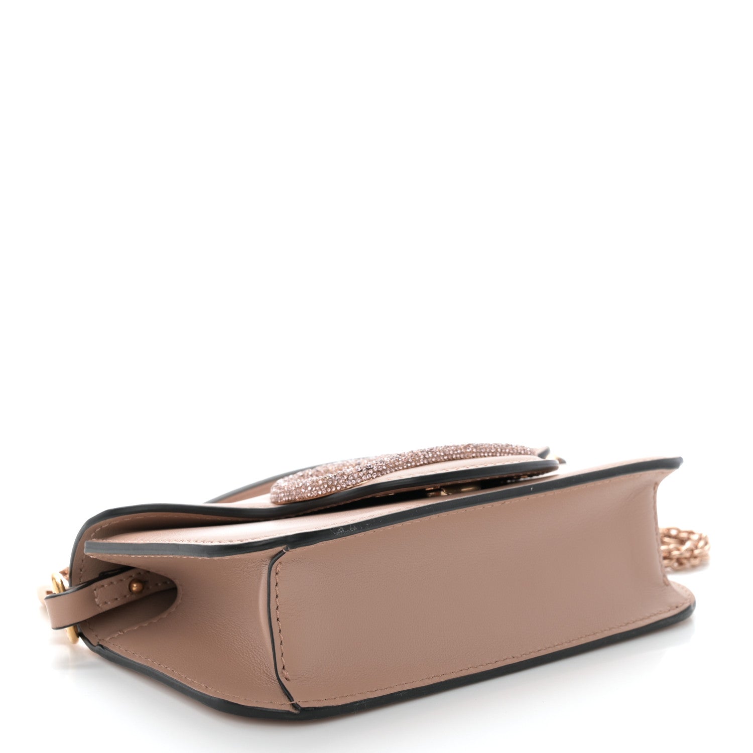Valentino Garavani Calfskin Crystal Vlogo Small Loco Shoulder Bag Rose Cannelle 4 of 10