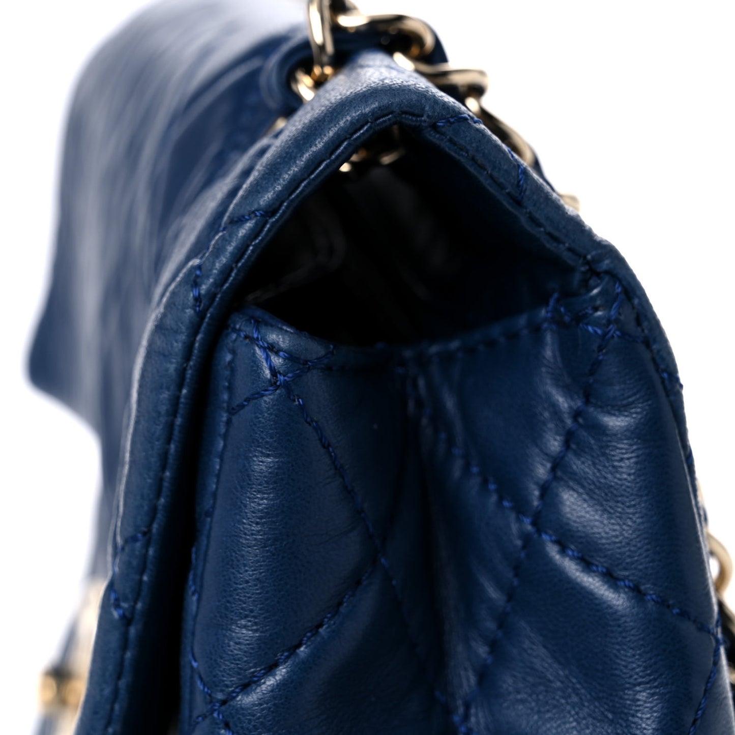 Lambskin Quilted XL Jumbo Single Flap Blue