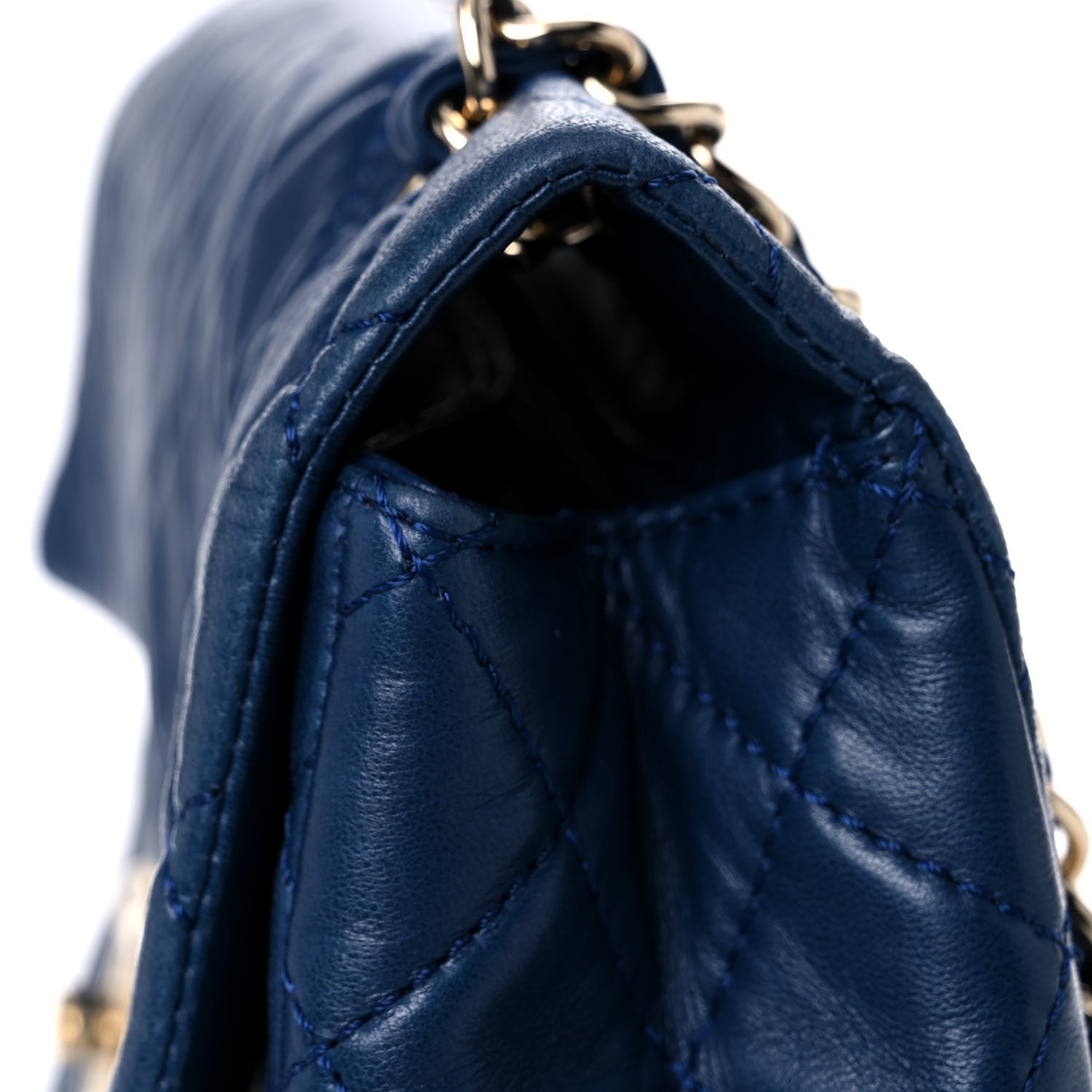 Chanel Lambskin Quilted XL Jumbo Single Flap Blue 12 of 15