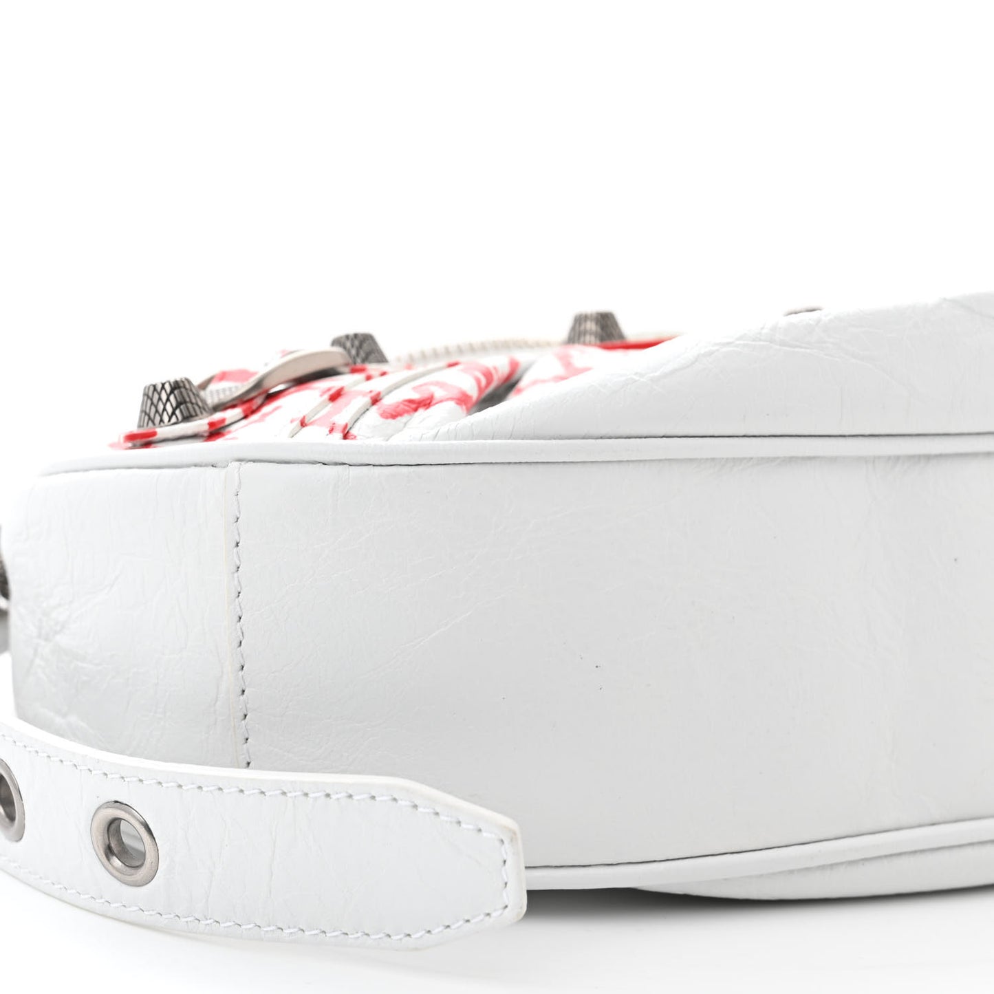 Agneau Arena Lunar New Year Graffiti Logo Le Cagole Shoulder Bag XS Optic White