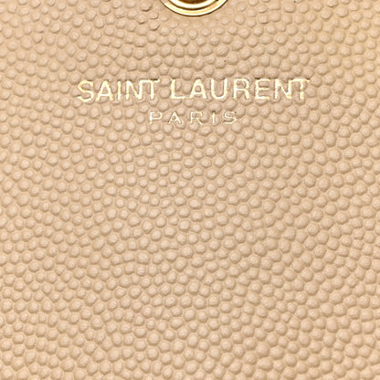 Saint Laurent Grain De Poudre Matelasse Chevron Monogram Chain Wallet Deep Beige 6 of 11
