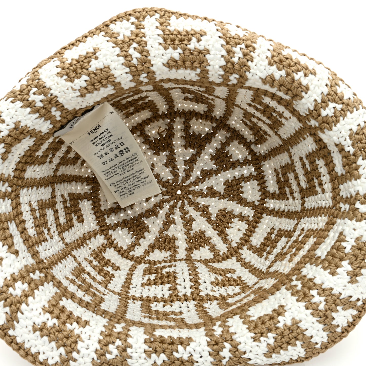 Cotton Rayon FF Woven Bucket Hat S/M Beige