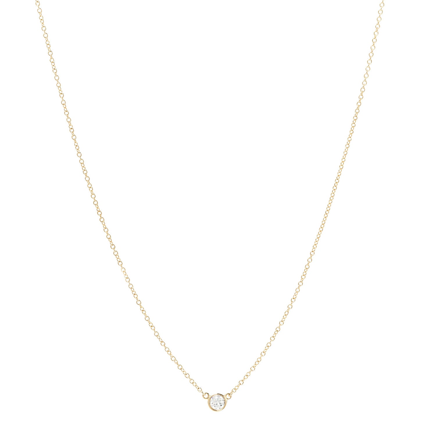 Tiffany 18K Yellow Gold Diamond .16ct Elsa Peretti Diamonds by the Yard Pendant Necklace 1 of 6