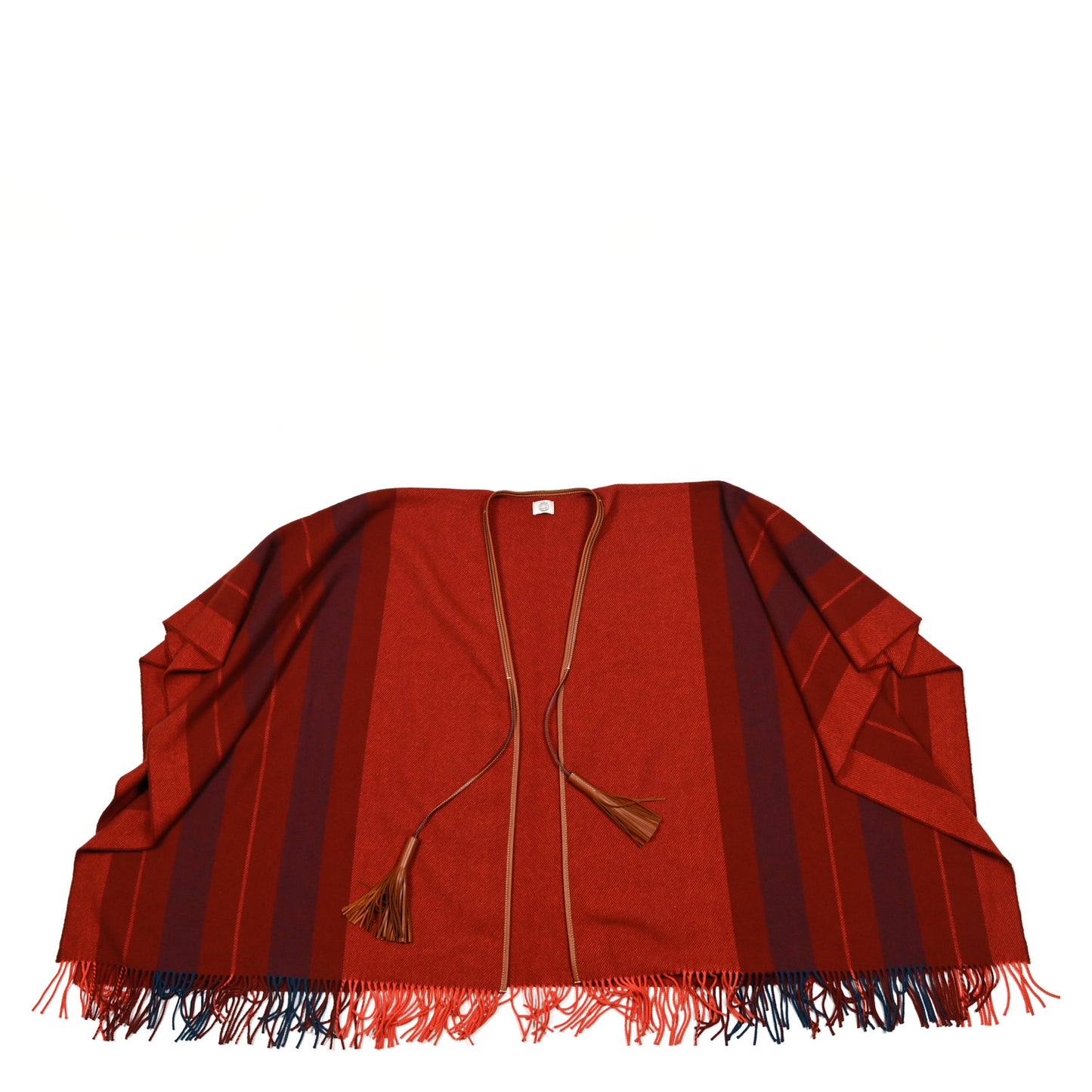 Merino Wool Cashmere Rocabar Poncho Rouge H