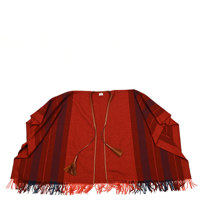 Hermes Merino Wool Cashmere Rocabar Poncho Rouge H 1 of 4
