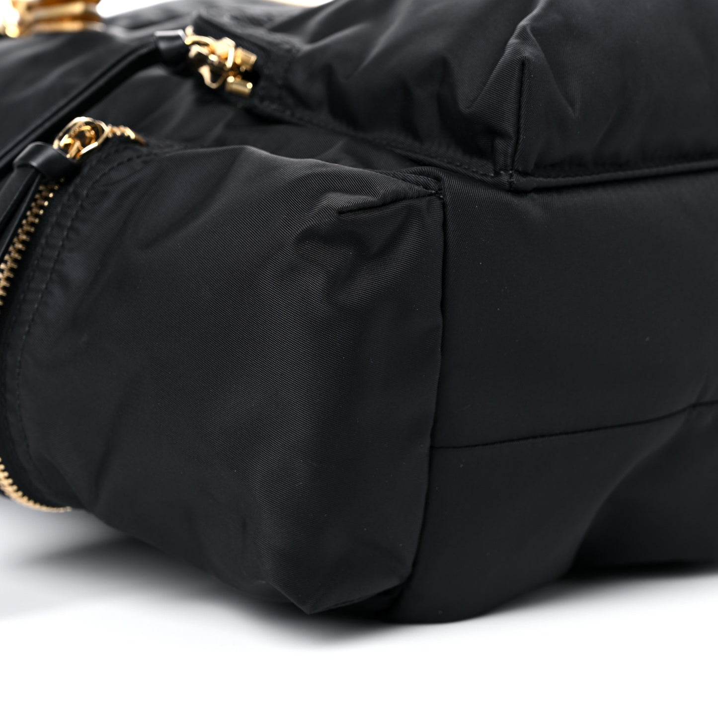 Nylon Large Rucksack Backpack Black Gold