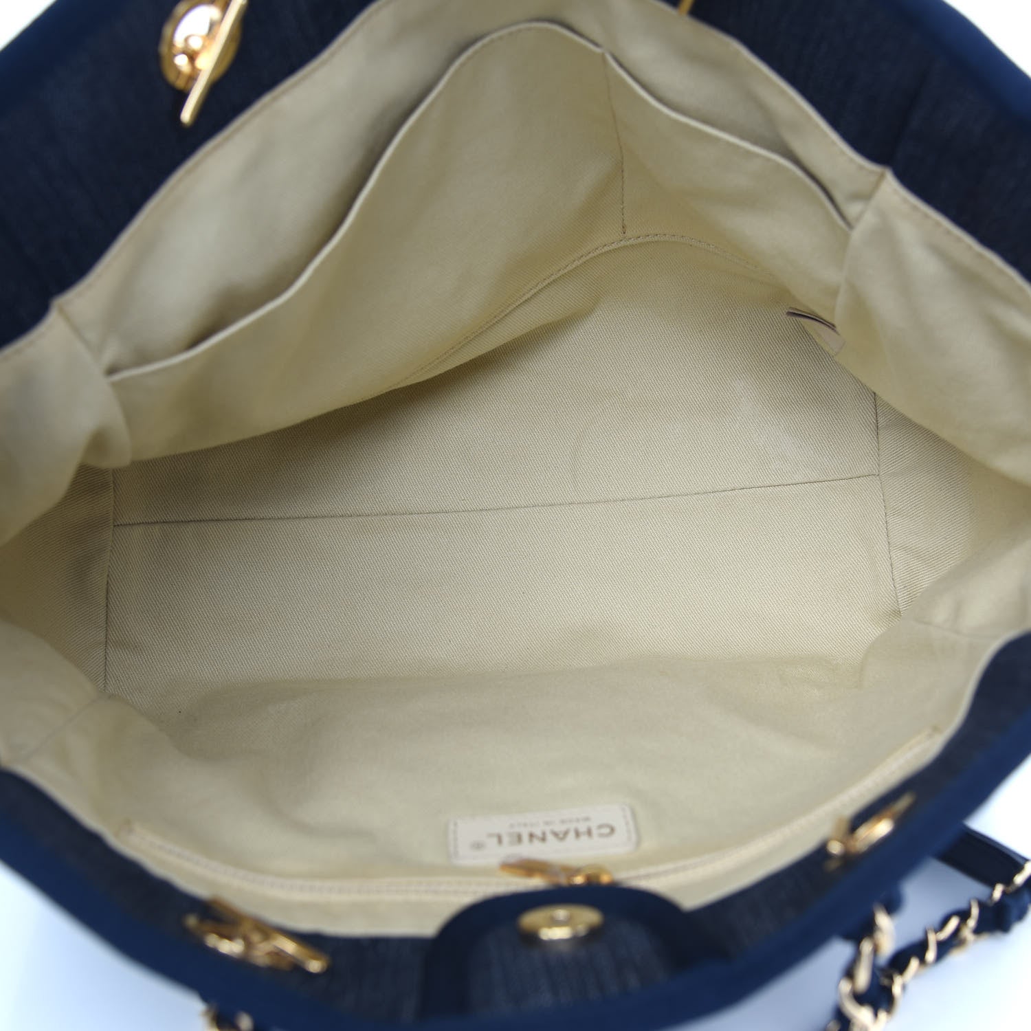 Chanel Denim Small Deauville Tote Dark Blue 5 of 9