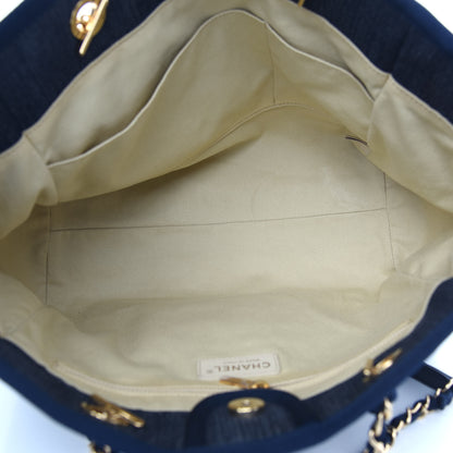 Chanel Denim Small Deauville Tote Dark Blue 5 of 9