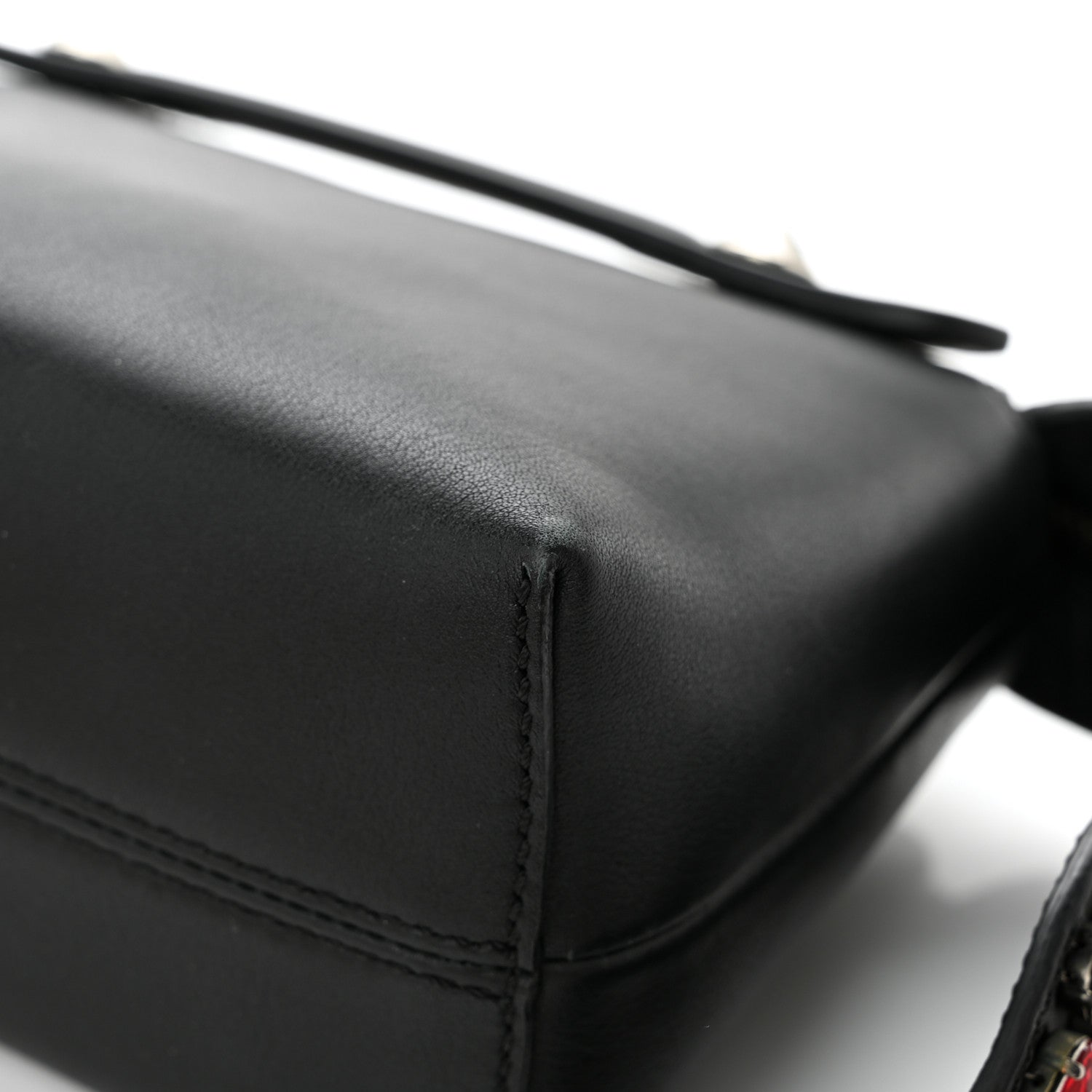 Fendi Vitello Dolce Crystal Heart Croc Tail Mini By The Way Boston Bag Black Rosso 10 of 13