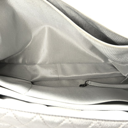 Chanel Metallic Calfskin Quilted Small XXL Travel Flap Bag Silver 5 of 9
