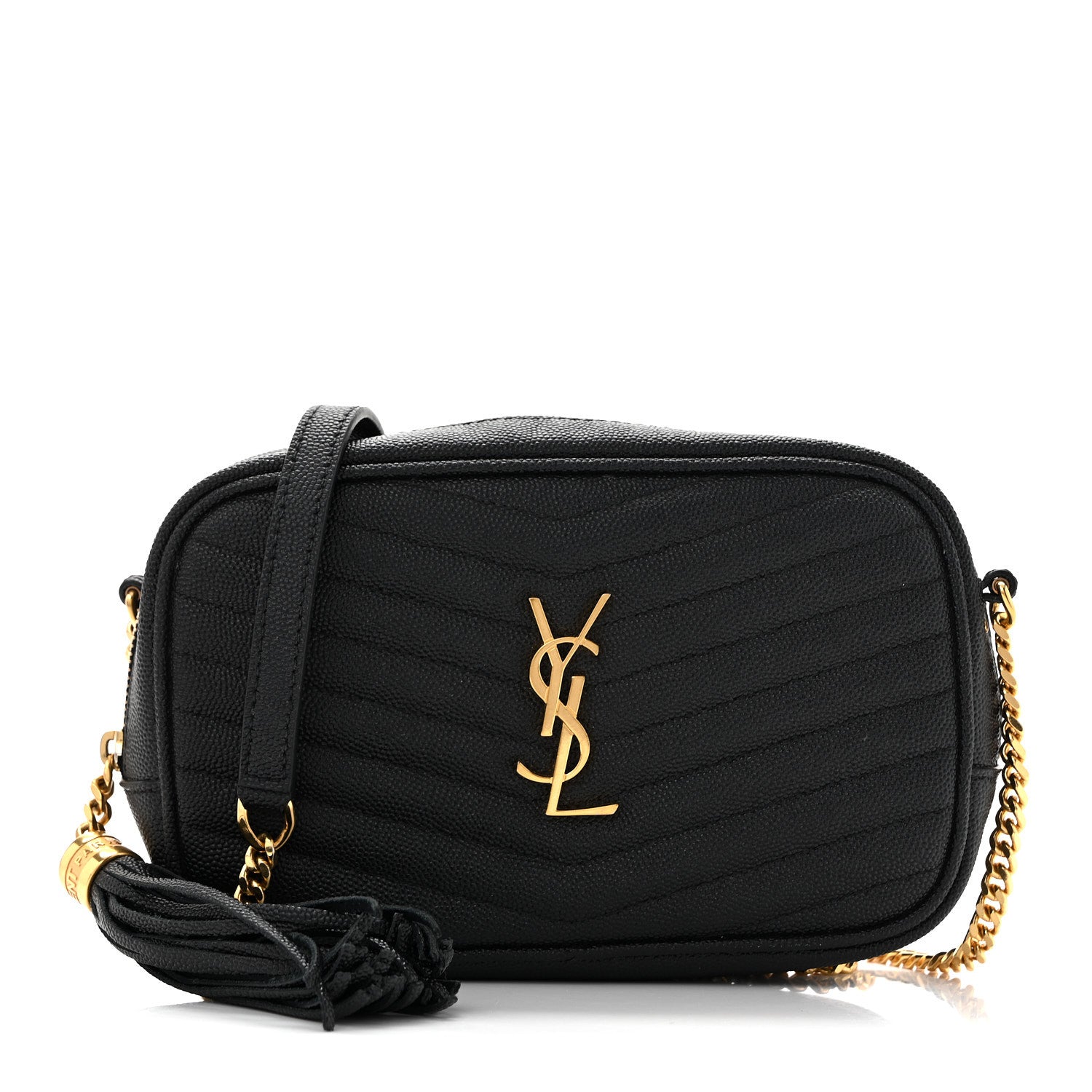 Saint Laurent Grain De Poudre Matelasse Monogram Mini Lou Camera Bag Black 1 of 13