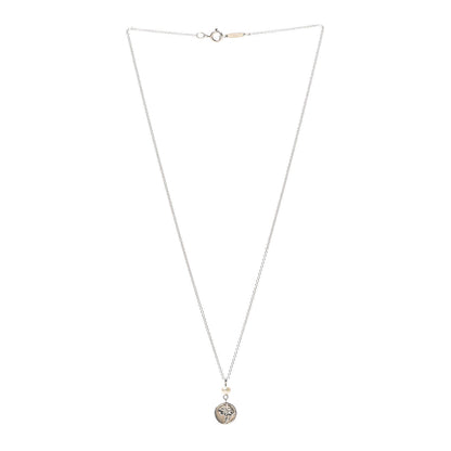 Tiffany Sterling Silver Pearl Nature Rose Pendant Necklace 3 of 5