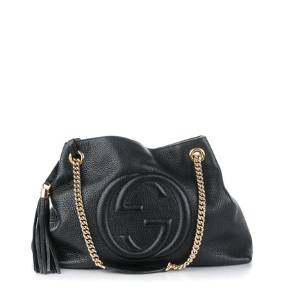 Gucci Pebbled Calfskin Medium Soho Chain Shoulder Bag Black 1 of 7