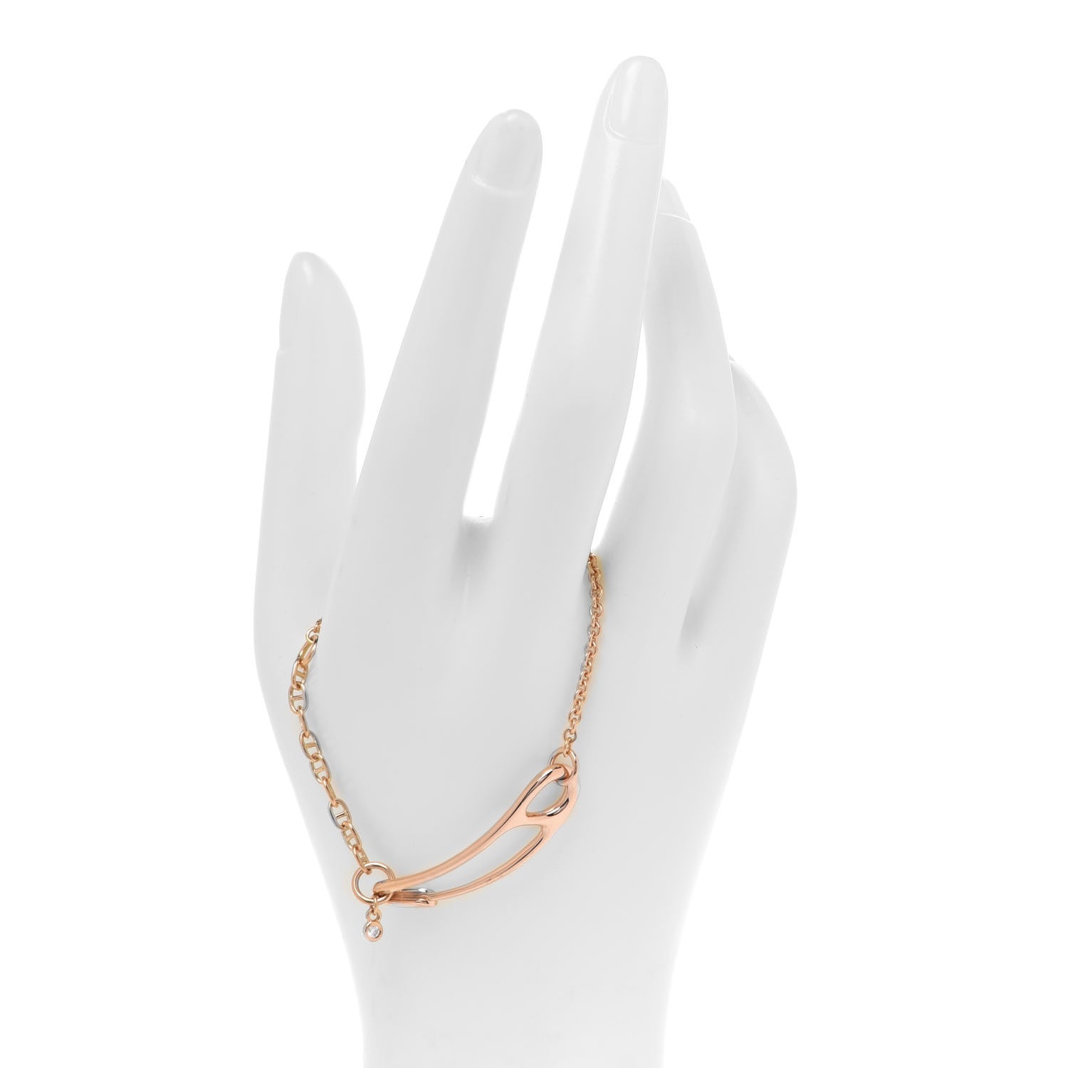 Hermes 18K Rose Gold Diamond MM Chaine d'Ancre Punk Bracelet SH 2 of 5