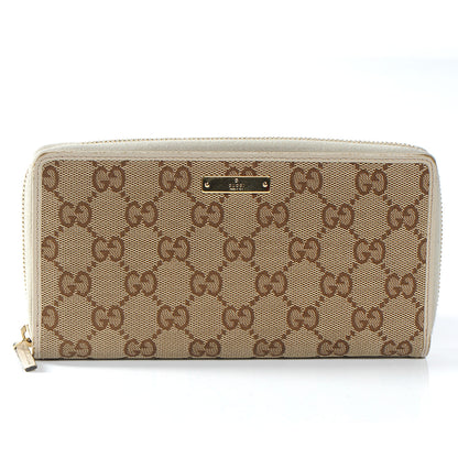 Gucci Monogram Metal Bar Zip Around Wallet Beige Ebony Off White 1 of 8