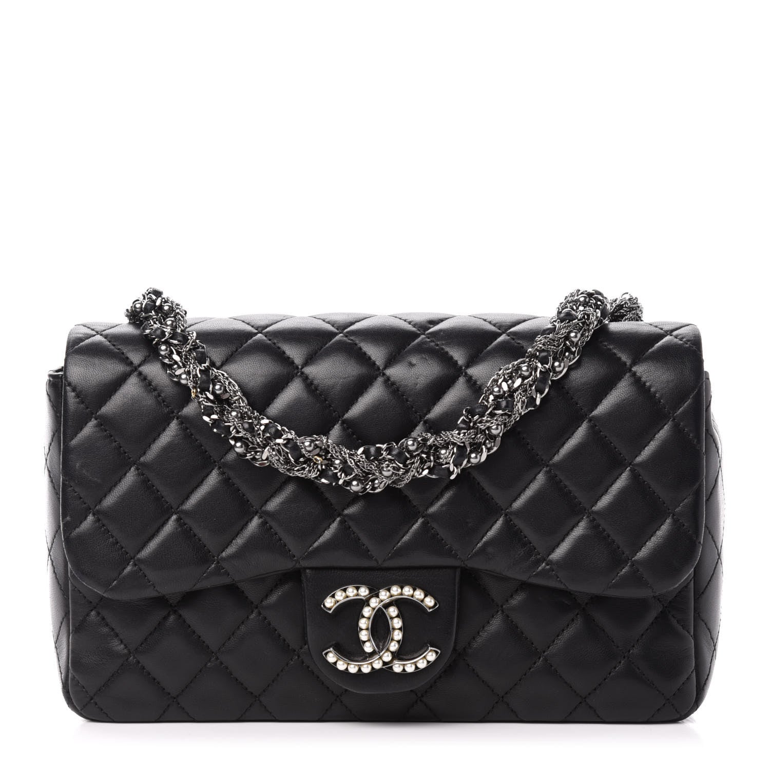 Chanel Lambskin Quilted Medium Westminster Pearl Flap Black 1 of 14
