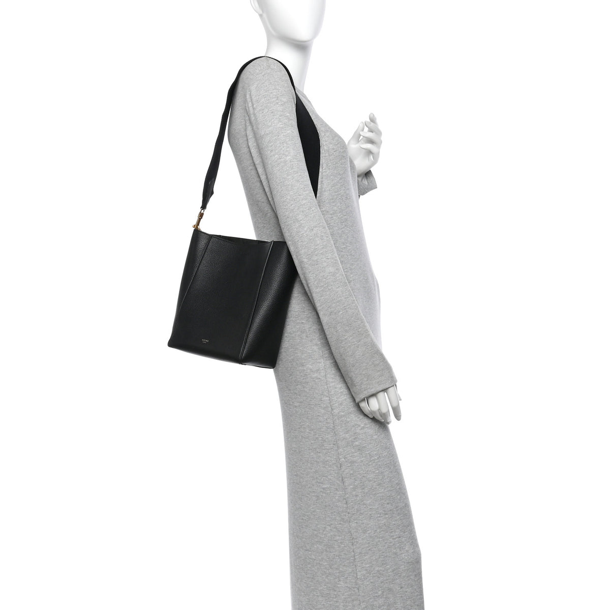Celine Soft Grained Calfskin Small Sangle Bucket Bag Black 2 of 9