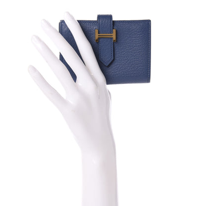 Hermes Chevre Mysore Mini Bearn Wallet Bleu Agate 2 of 8