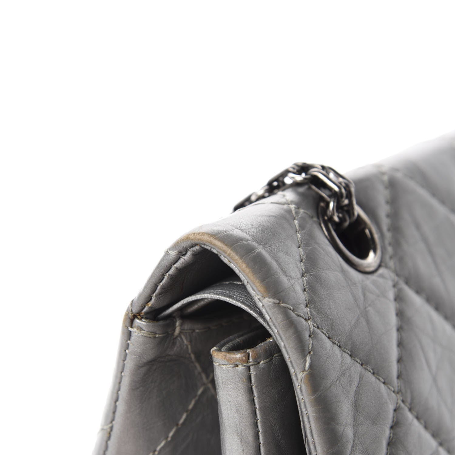 Chanel Metallic Aged Calfskin Quilted 2.55 Reissue 227 Flap Argent Fonce 21 of 23
