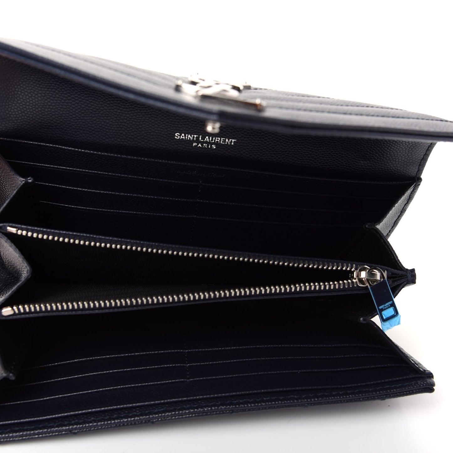 Grain De Poudre Matelasse Chevron Monogram Flap Wallet Deep Marine