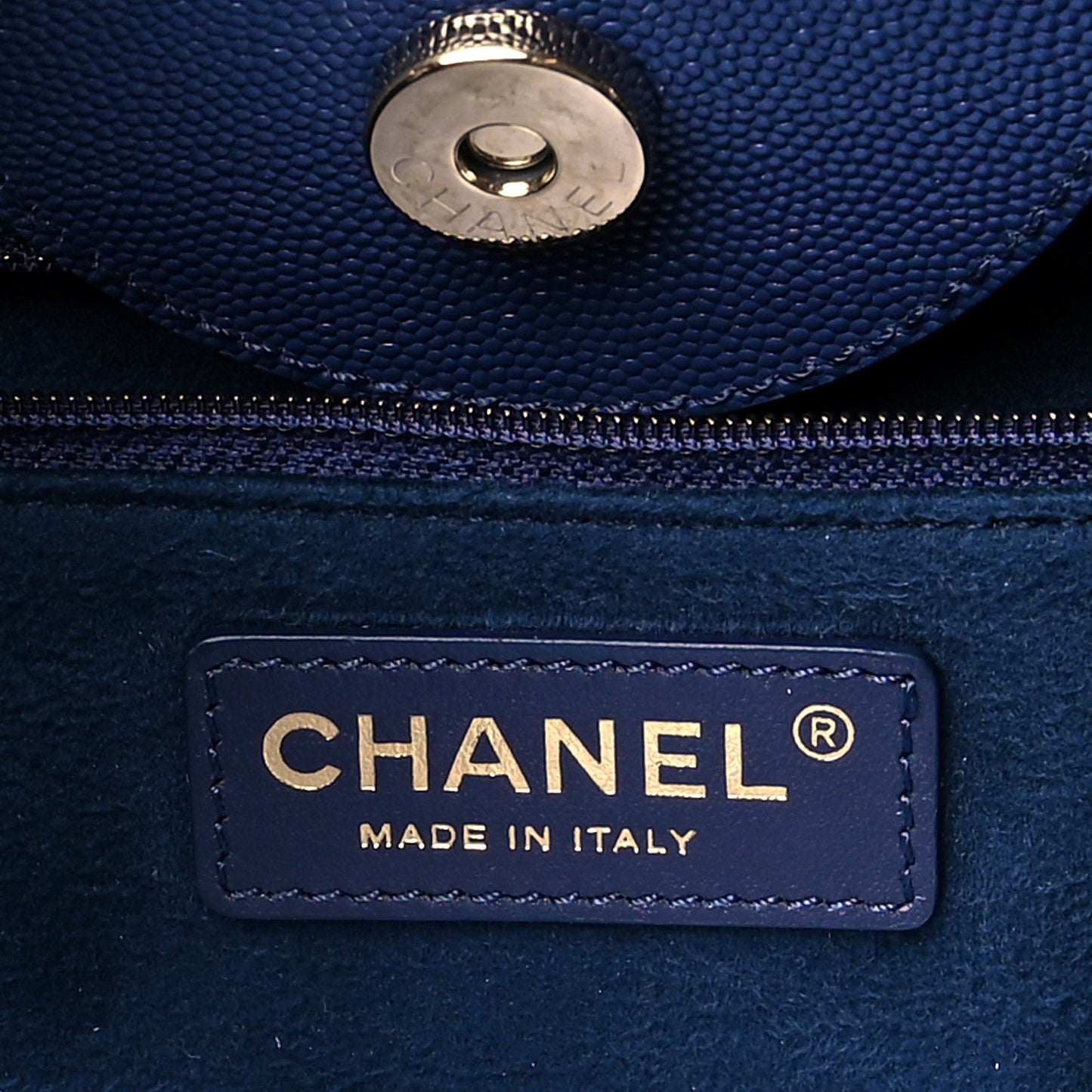 Caviar Small Studded Deauville Tote Navy