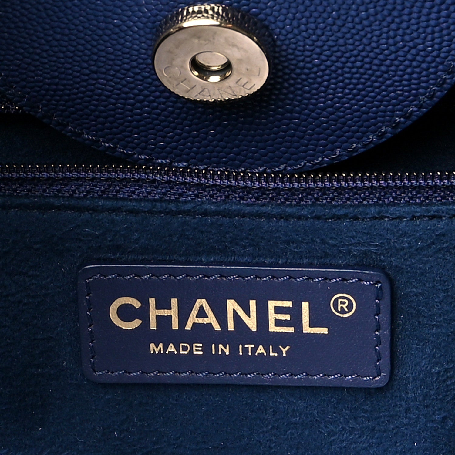 Chanel Caviar Small Studded Deauville Tote Navy 5 of 9