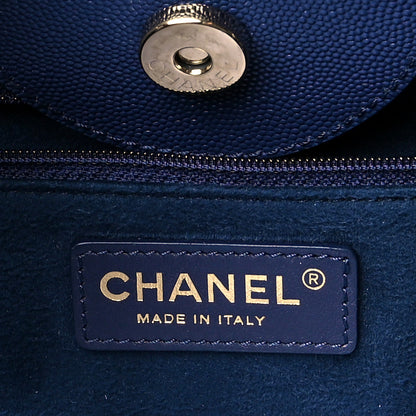 Chanel Caviar Small Studded Deauville Tote Navy 5 of 9