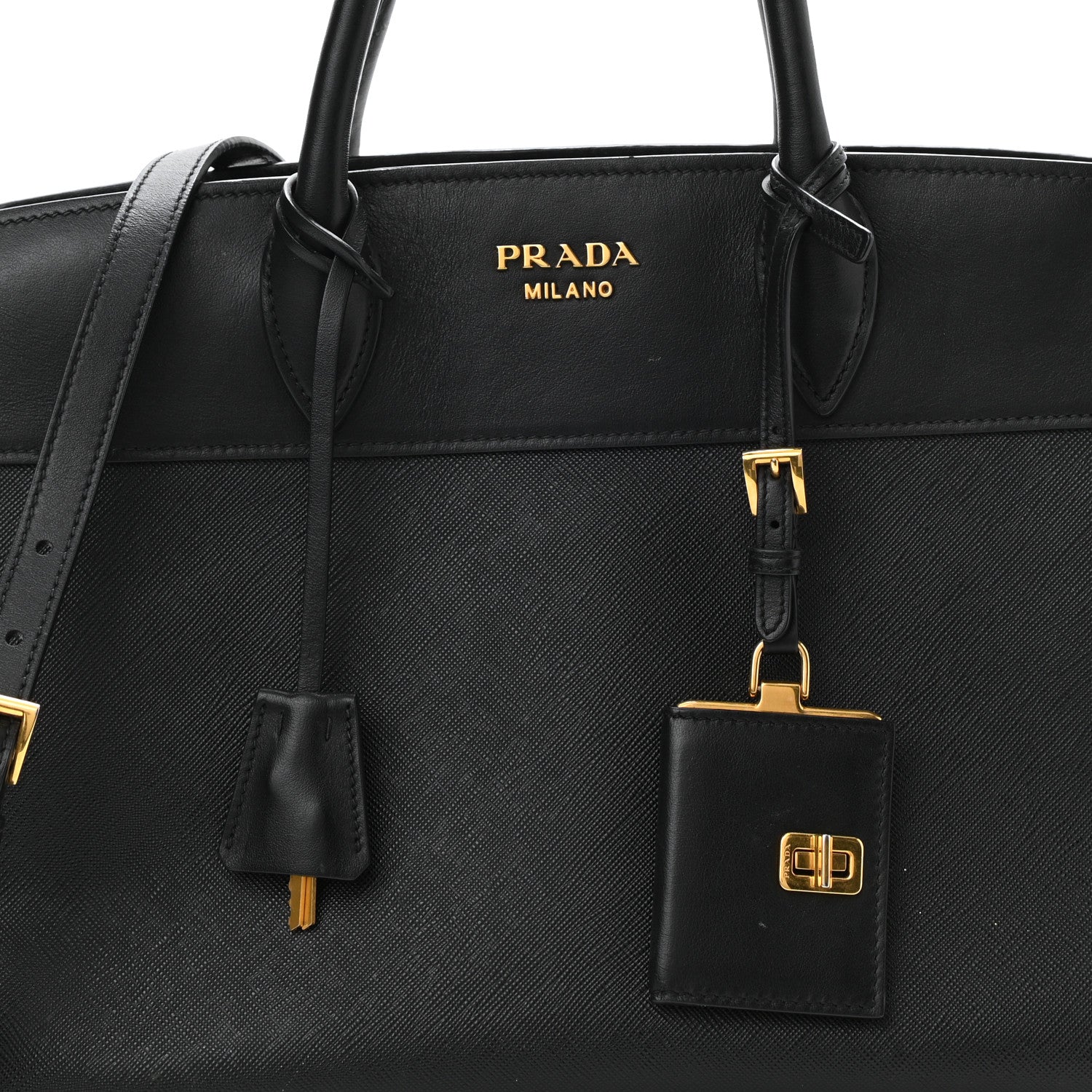 Prada Saffiano City Calfskin Esplanade Tote Black 6 of 11