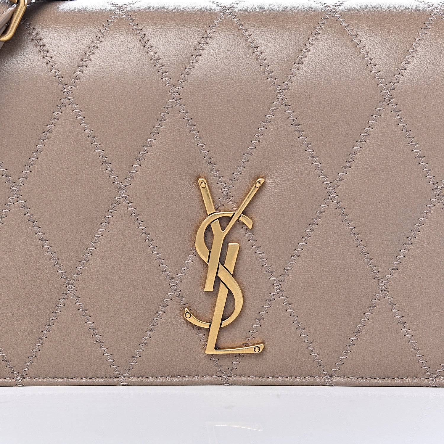 Saint Laurent Lambskin Diamond Quilted Angie Chain Bag Dusty Grey 8 of 10