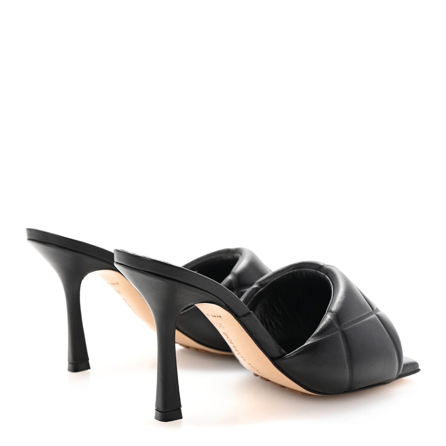 Nappa Quilted Rubber Lido Mule Sandals 35.5 Black